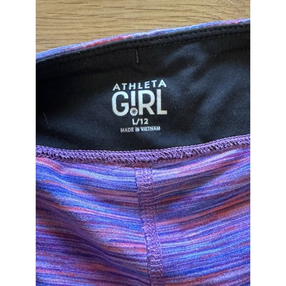 Athleta Girl Purple Blue Pink Ombre Tie Dye Watercolor Leggings Large 12 Preppy‎ - Picture 3 of 11